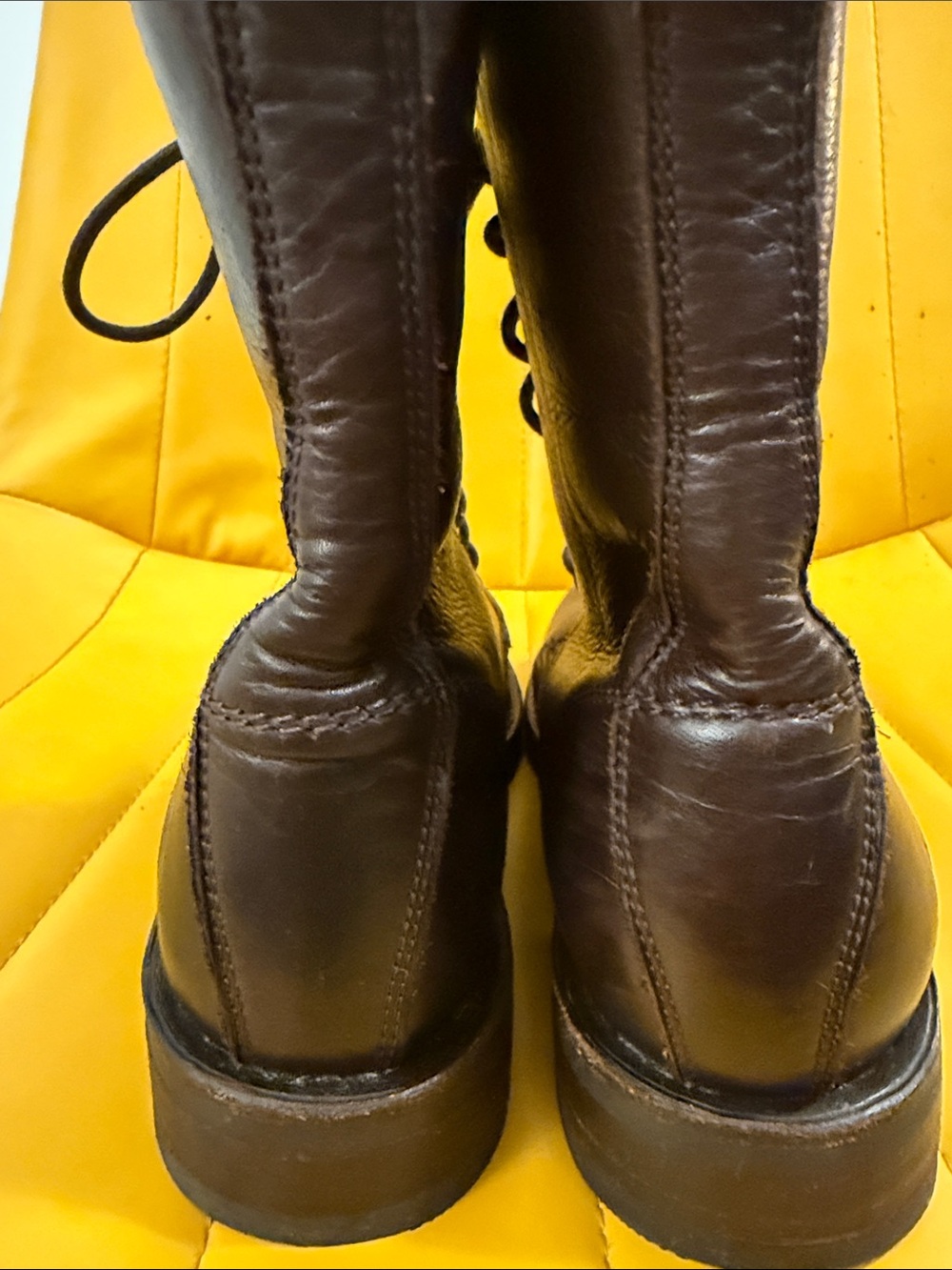 FRYE- Brand new- 3x use - Frye Dark Brown Leather Lace-Up Combat Boots. - Picture 2 of 6